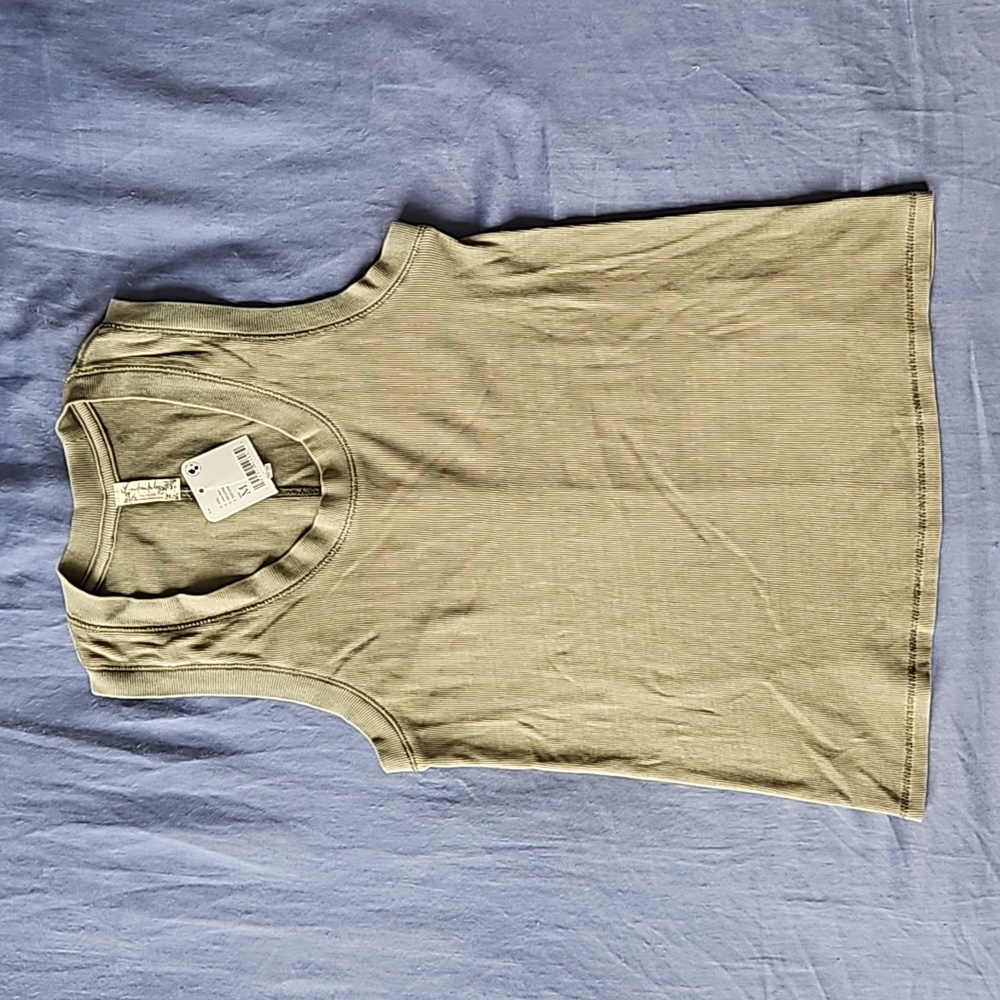 Free People U Neck Tank Army Dust Size M